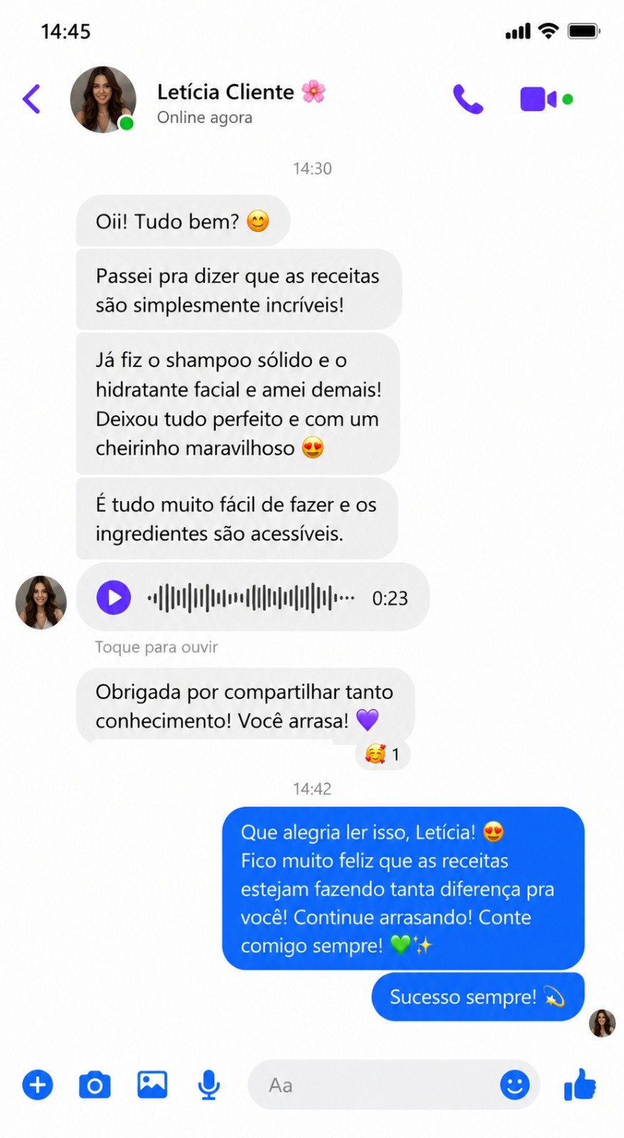 Depoimento de aluna Letícia